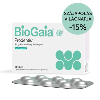BioGaia Prodentis, étrend-kiegészítő szopogatótabletta, 12 éves kortól, 30 db