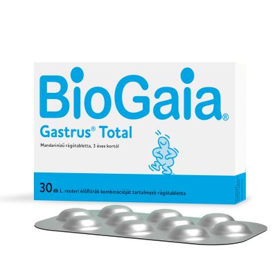 BioGaia Gastrus Total, étrend-kiegészítő rágótabletta, 3 éves kortól, 30 db