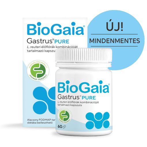 BioGaia Gastrus PURE, étrend-kiegészítő kapszula, 12 éves kortól, 60 db